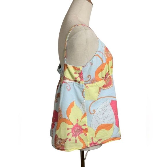 Gap Floral Boho Spaghetti Strap Camisole Top - Light Blue And Yello - Picture 3 of 7